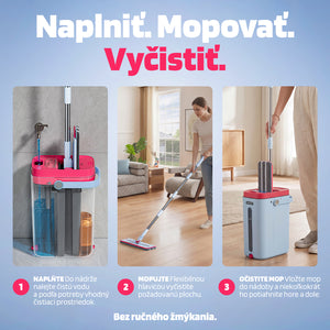 Dvojkomorový plochý mop - samočistiaci